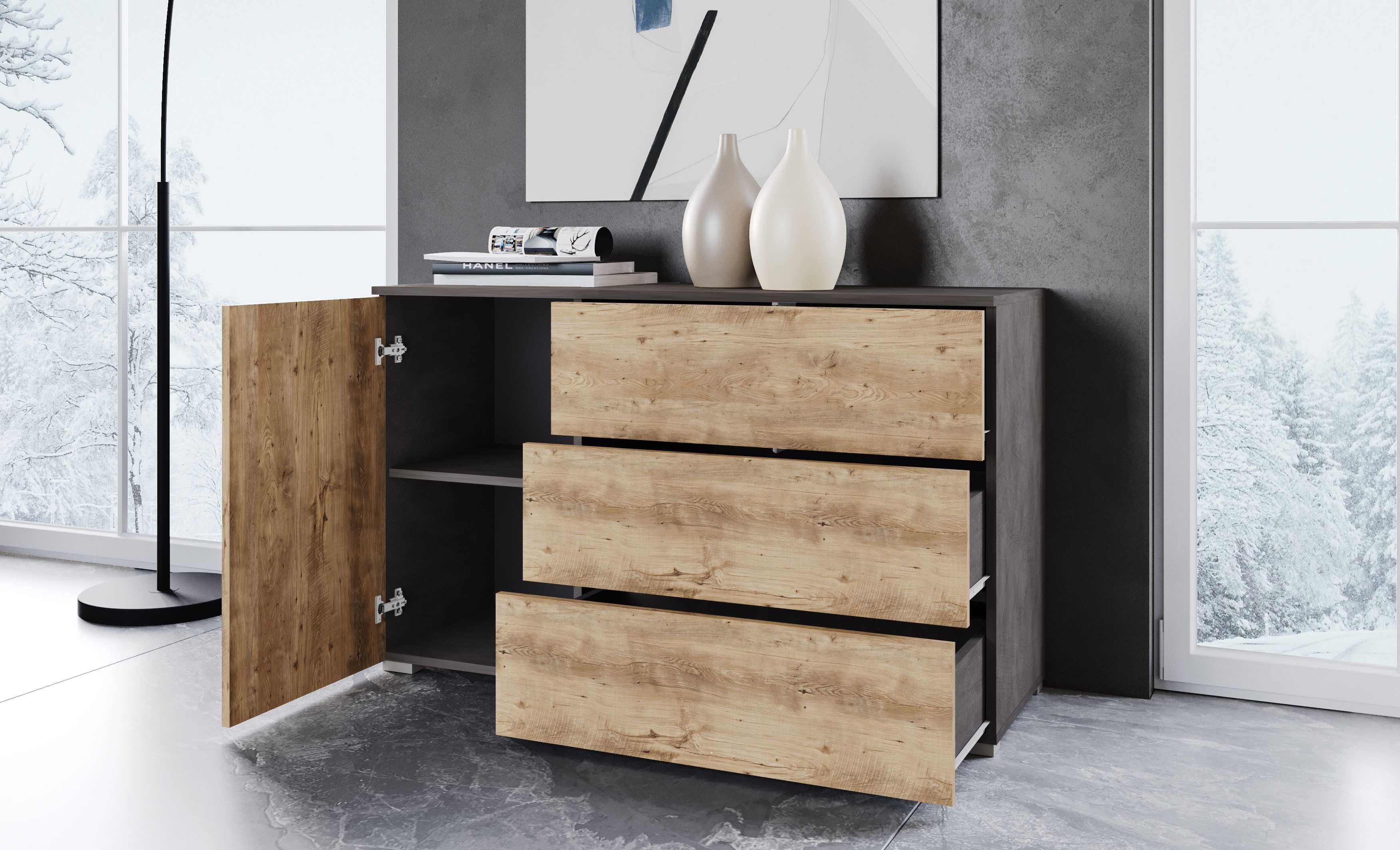 INOSIGN Sideboard PARIS (1 St), Moderne 110cm breite grifflose Kommode, vie günstig online kaufen