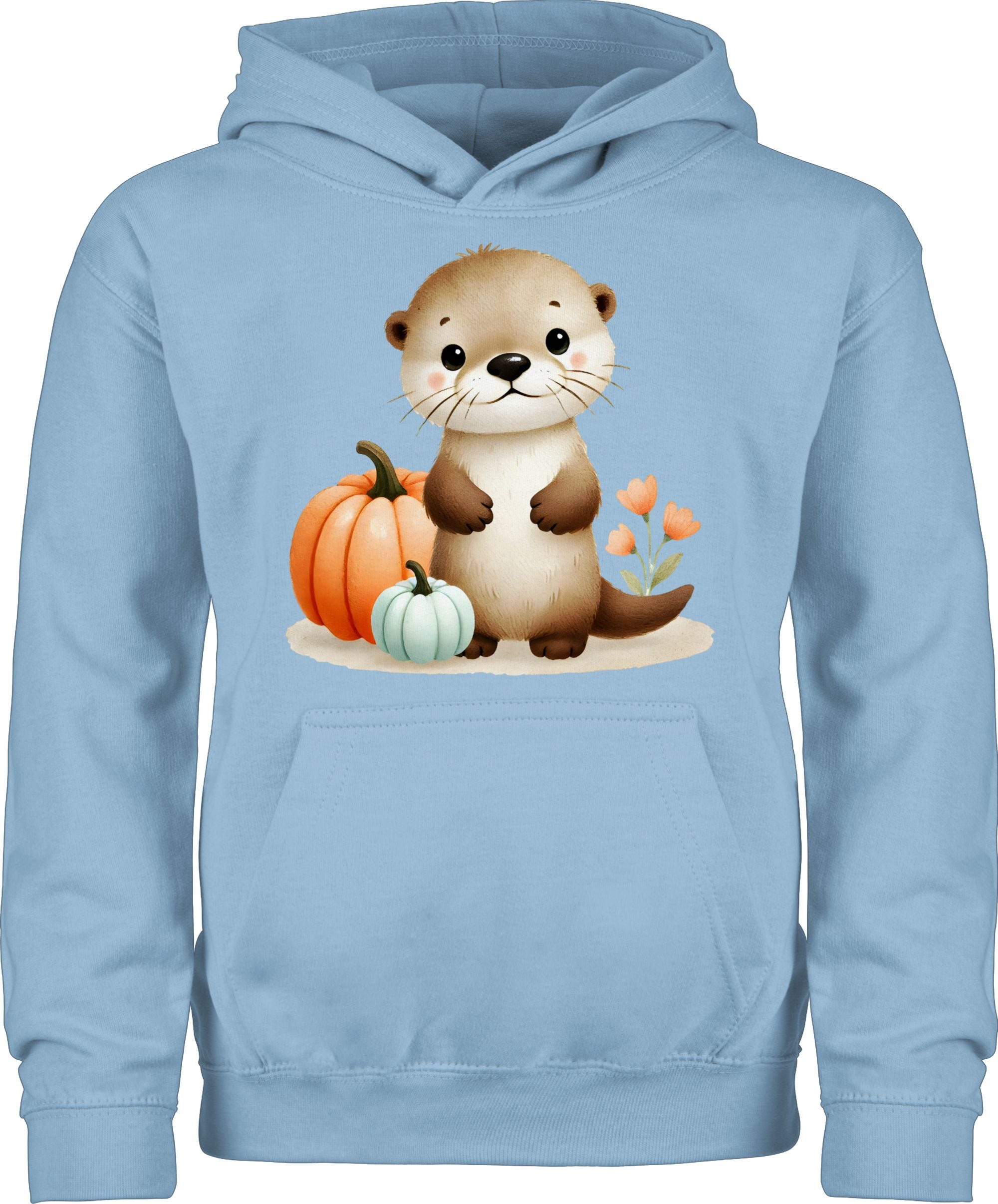 Shirtracer Hoodie Süßer Otter mit Kürbis, Herbstliches Baby und Kinder Motiv, Niedlich Halloween Kostüme für Kinder