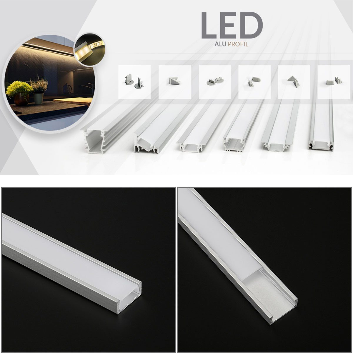oyajia LED-Stripe-Profil 5x LED Aluprofil Aluminium Profile Alu Schiene Lei günstig online kaufen