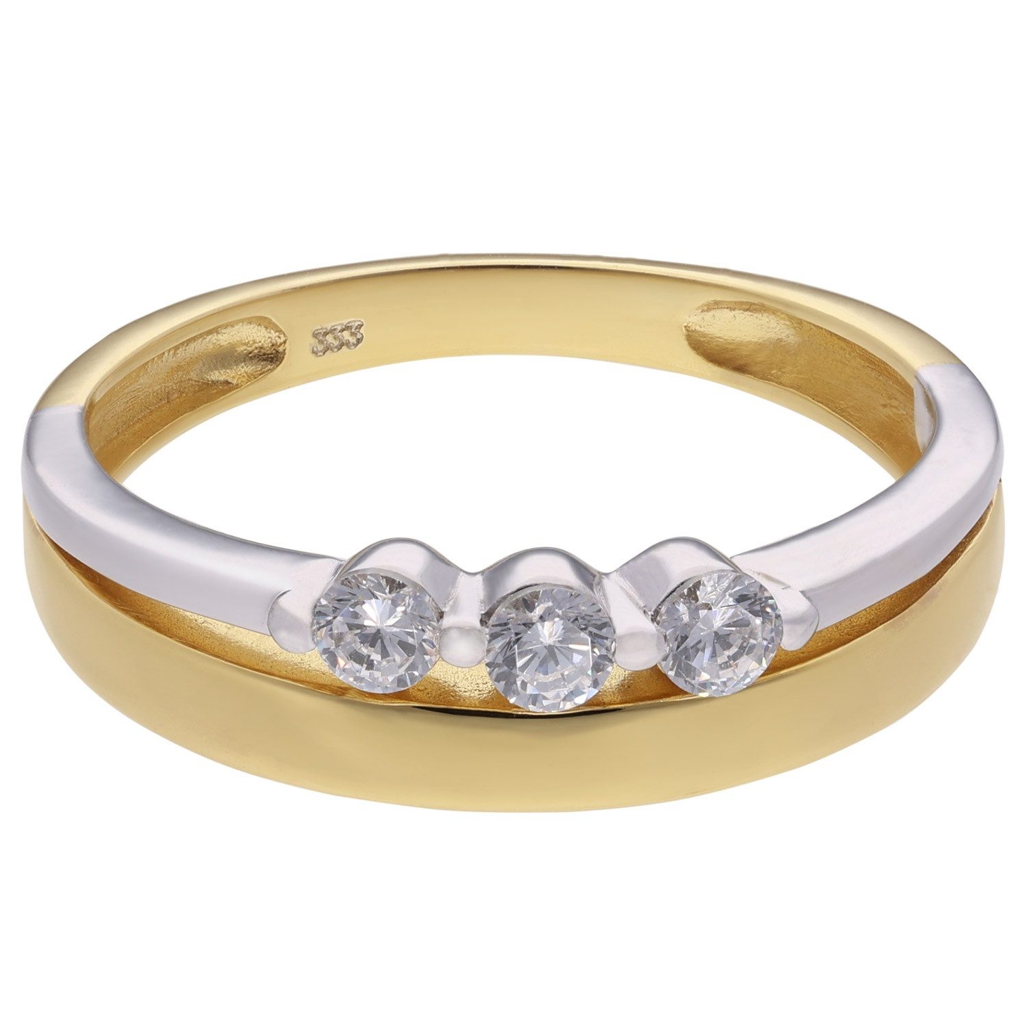 trendor Goldring Damenring 333 Gold Bicolor Zirkonia- günstig online kaufen