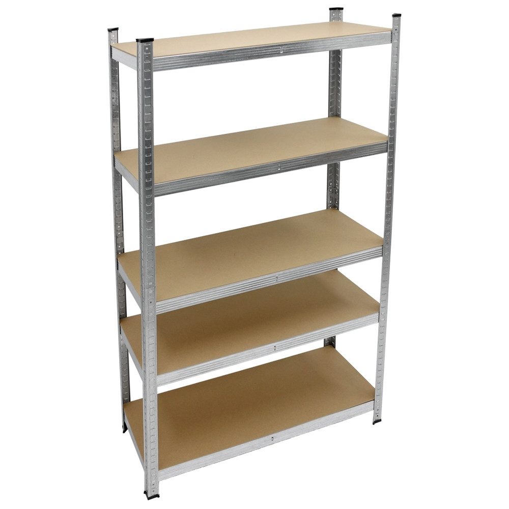ECD Germany Schwerlastregal Keller Regal Steckregal Lagerregal für Werkstatt & Garage Lastenregal, 1-tlg., Regalsystem bis 750kg Werkstattregal Metall / MDF Silber