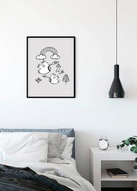 Komar Poster Scribble Birdy, Tiere (1 St), Kinderzimmer, Schlafzimmer, Wohnzimmer