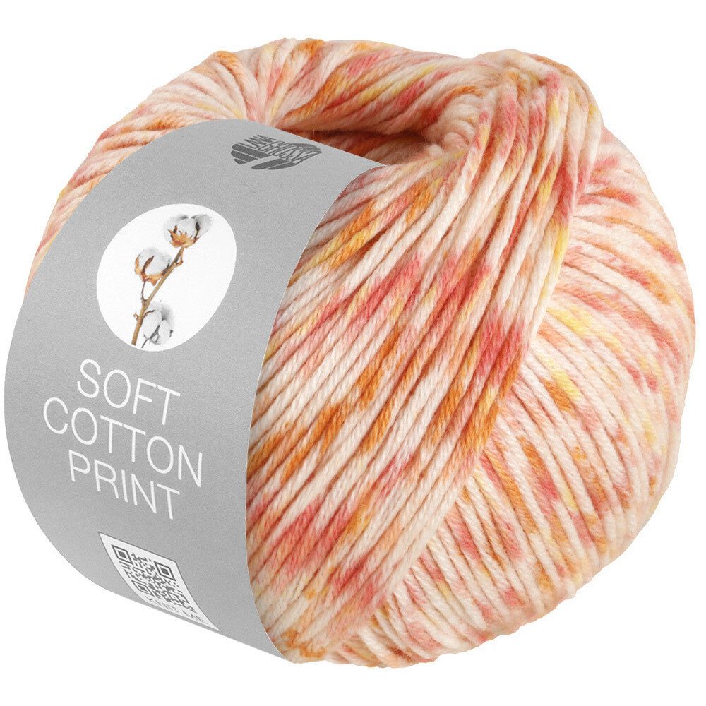 LANA GROSSA SOFT COTTON PRINT Häkelwolle, 140 m (weiches Baumwollgarn mit modernem Mikrofaseranteil), 50 g