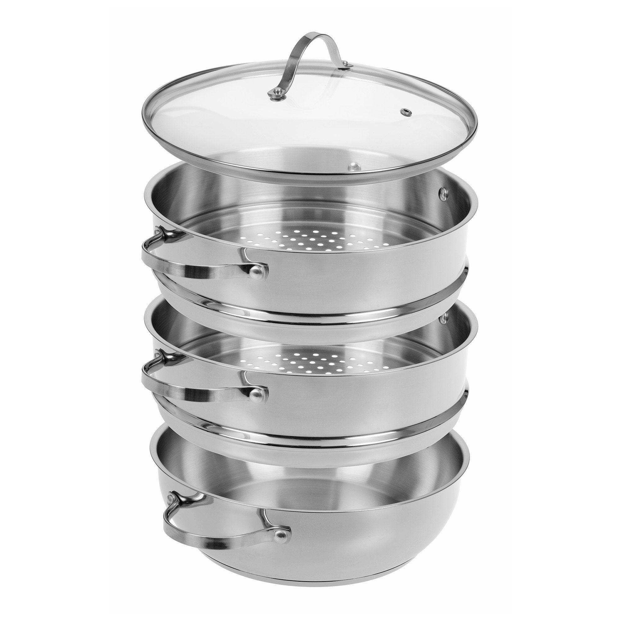 GRÄWE Bratpfanne GRÄWE Dampfgarer/Servierpfanne 28 cm mit zwei Dampfeinsätzen, Serie