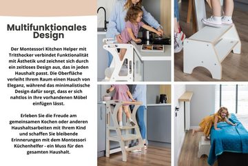 Rainbow Kids Kinder-Küchenset Montessori Stationärer Kitchenhelper mit Tritthocker Geschenk, Made in EU