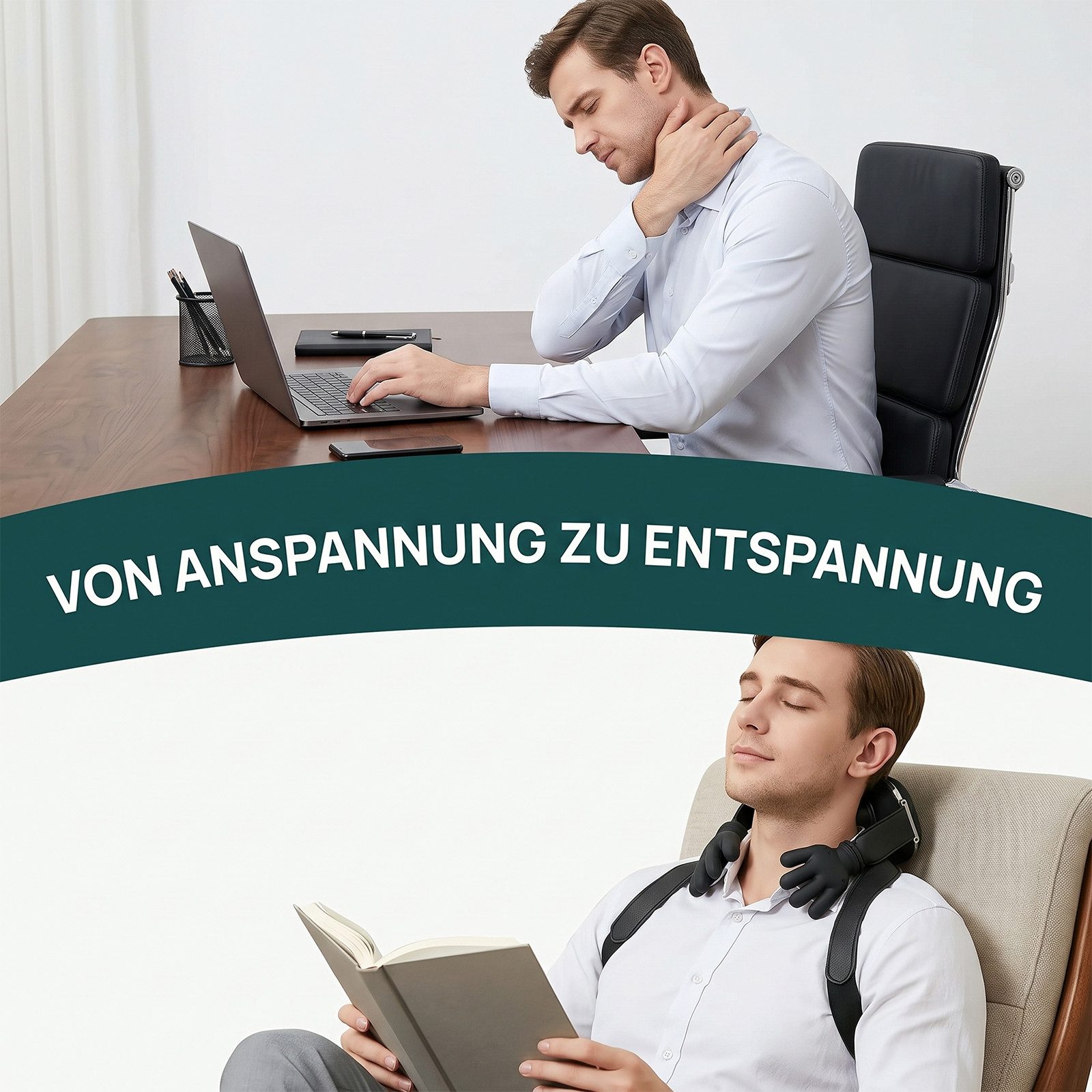 AKKEE Nacken-Massagegerät 4D Nackenmassagegerät Mit Wärme, Timer, Kabellos, 3 Massagestufen 2 Temperaturstufen für Nacken,Zuhause,Büro,Reisen – Bild 3 von 5