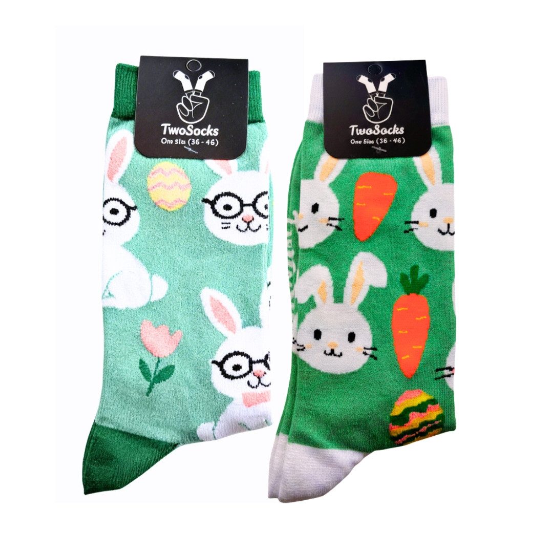 TwoSocks Freizeitsocken Ostersocken Hase 2-Set lustige Socken Herren & Damen, Einheitsgröße