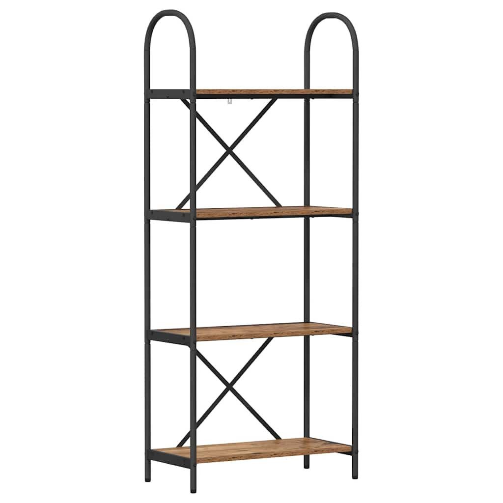 furnicato Bücherregal 60 x 30 x 146 cm Altholz, Stabiles Standregal mit 4 Ebenen und schwarzem Rahmen für dein Büro