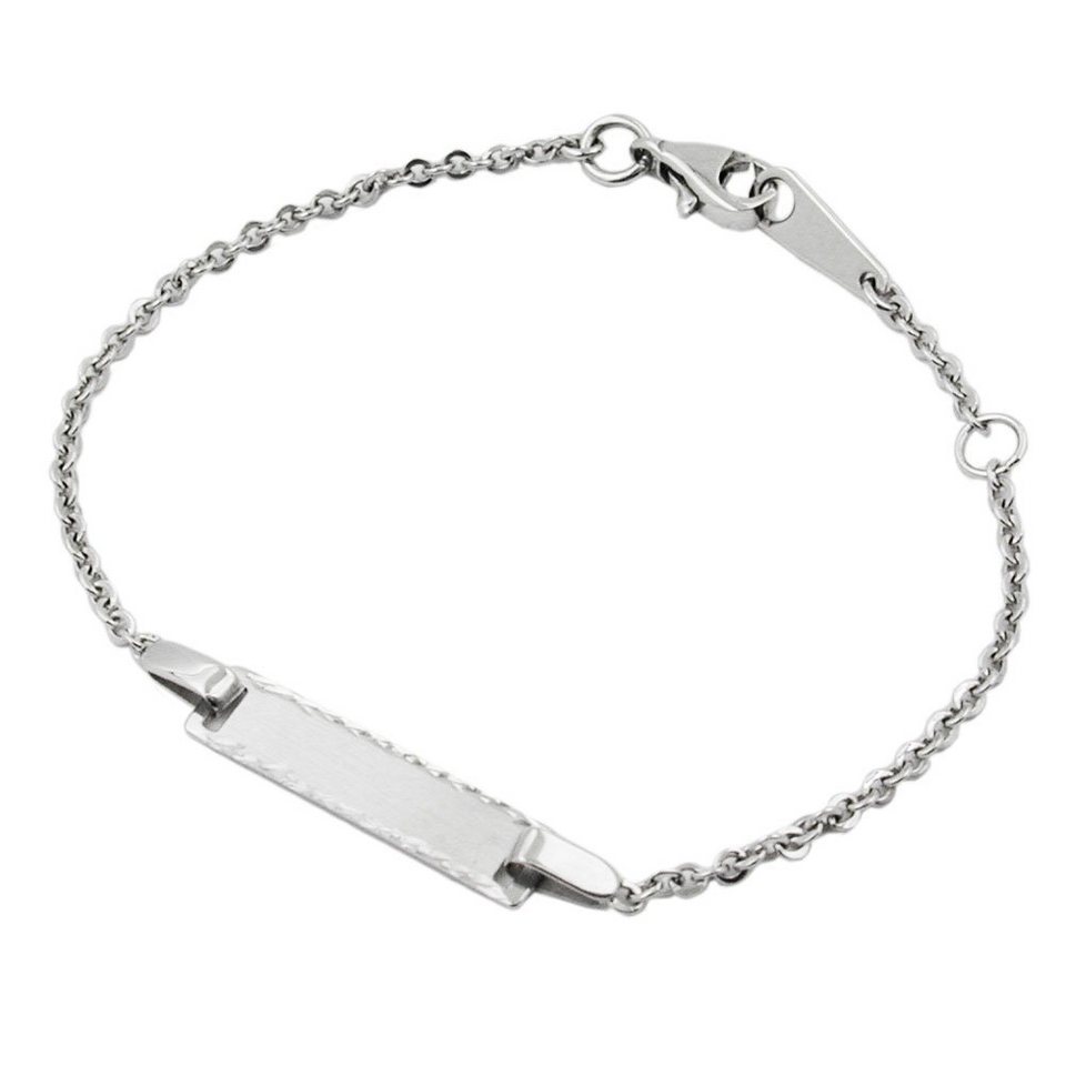 Erario D\'Or Silberarmband Schildband 2,1 mm Ankerkette diamantiert  rhodiniert Silber 925 (inkl. Schmuckbox), Silberschmuck für Kinder
