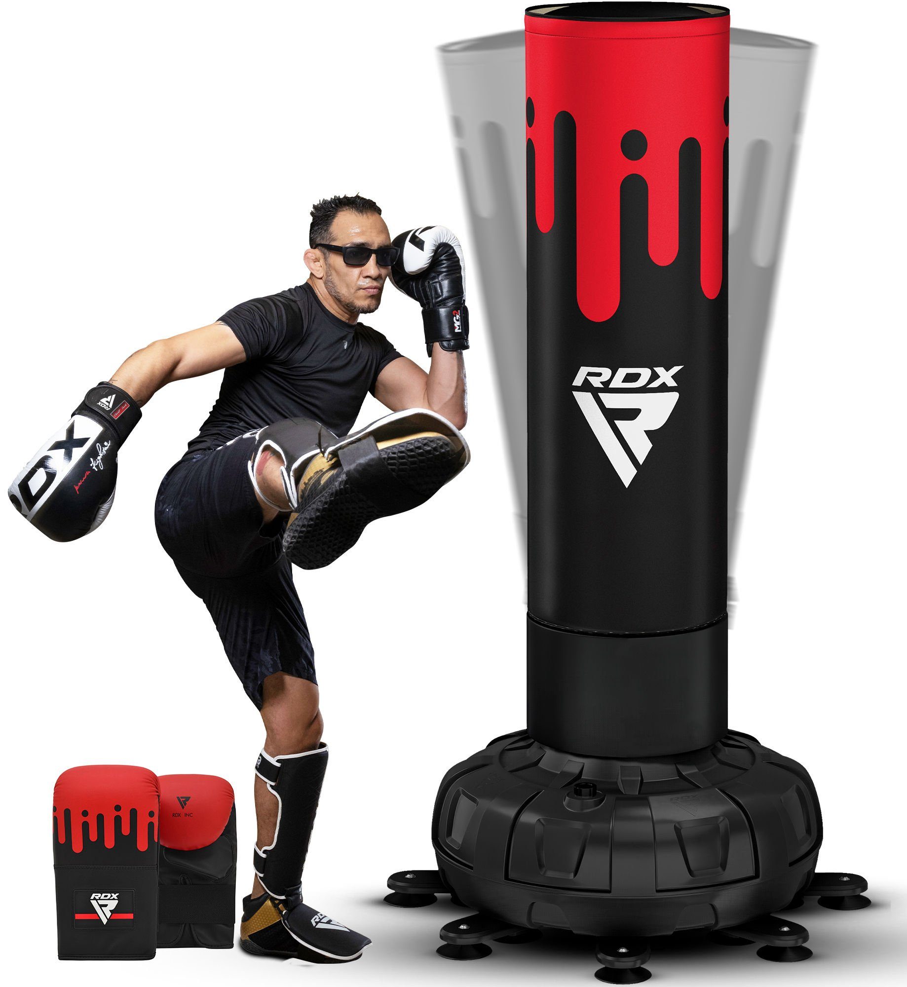 Boxsack RDX Freistehender Boxsack mit Handschuhen für Kickboxen Fitnessstudio