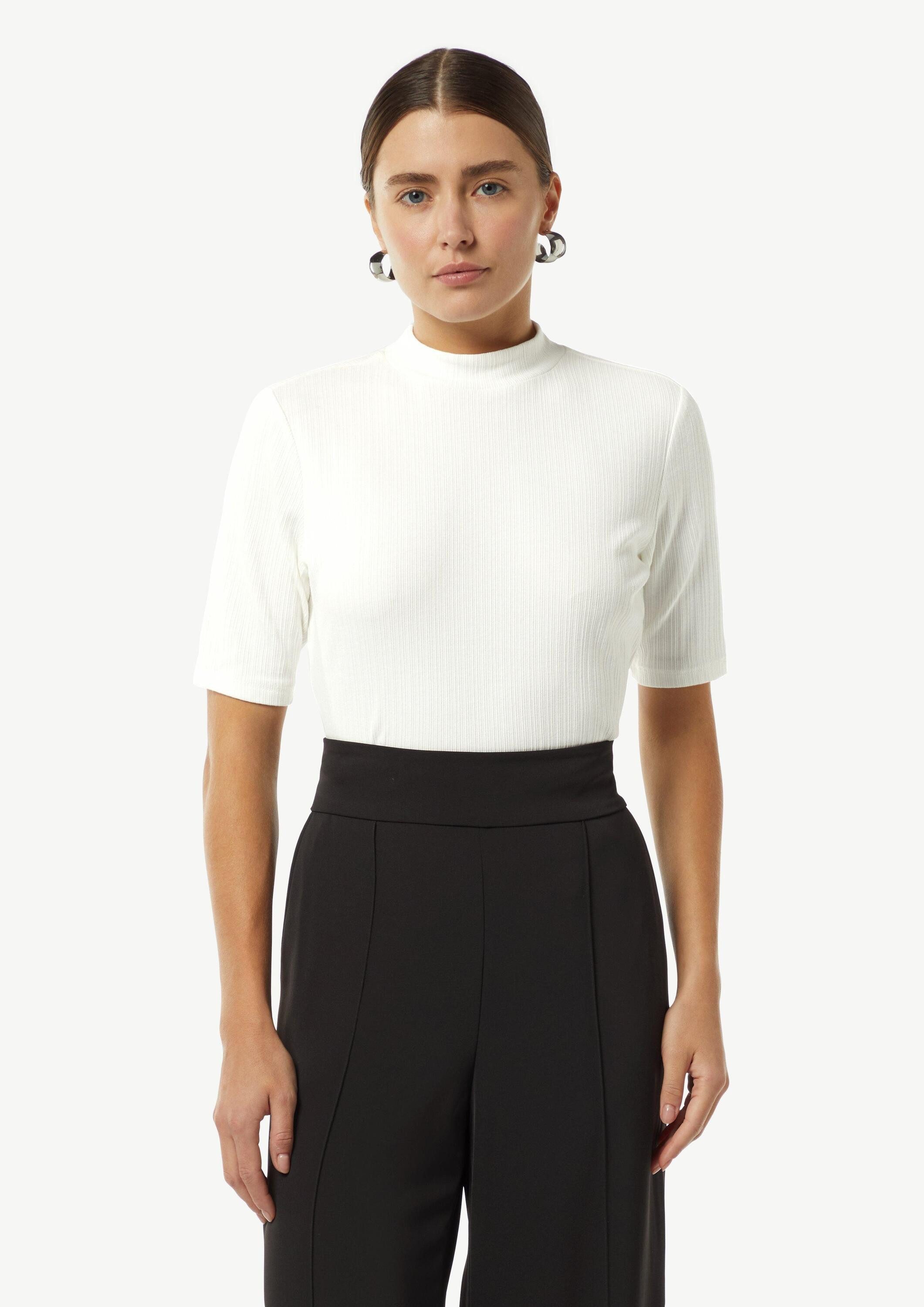 comma Kurzarmshirt T-Shirt Geripptes T-Shirt im Slim Fit günstig online kaufen