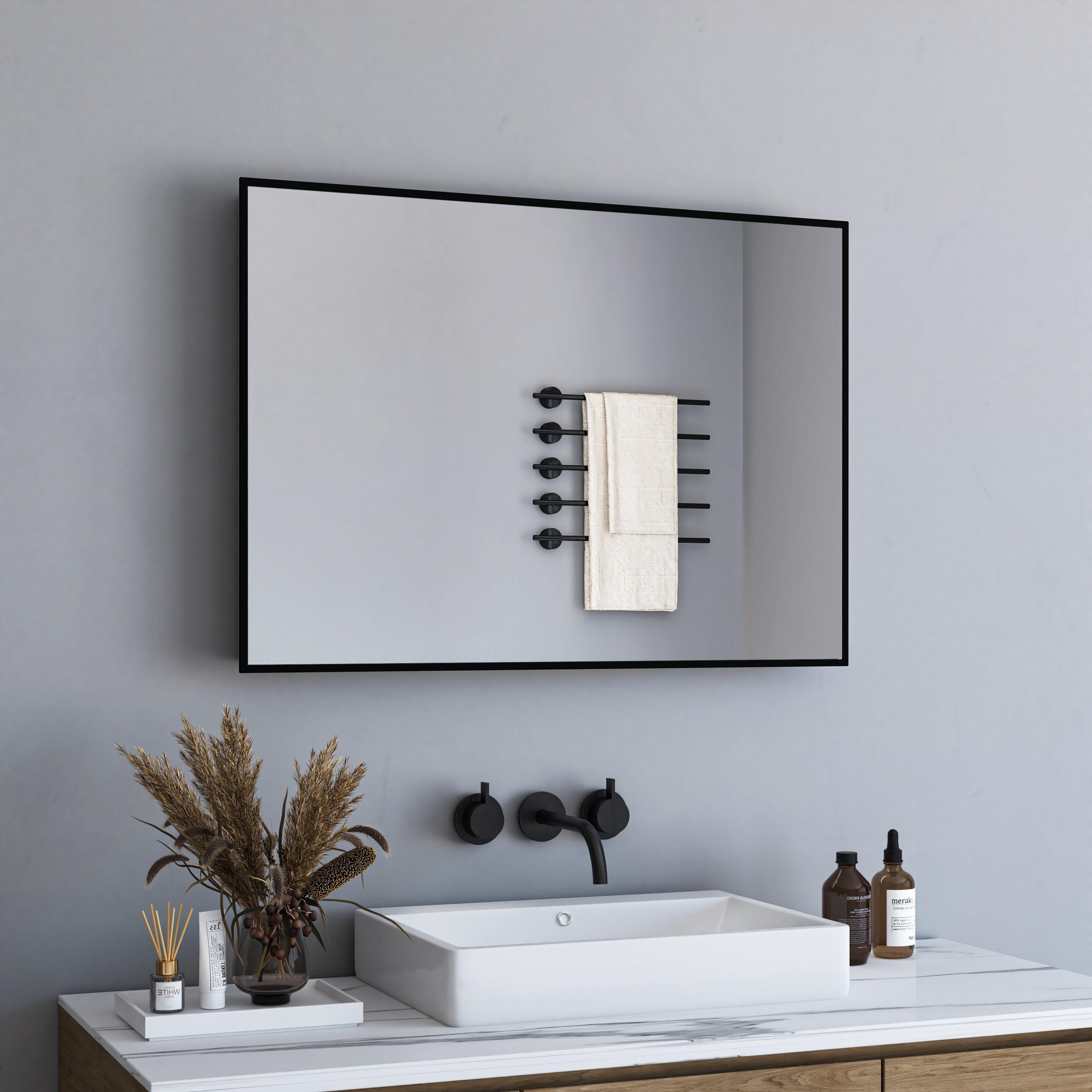 Boromal Wandspiegel Spiegel Schwarz Bad Wand günstig online kaufen