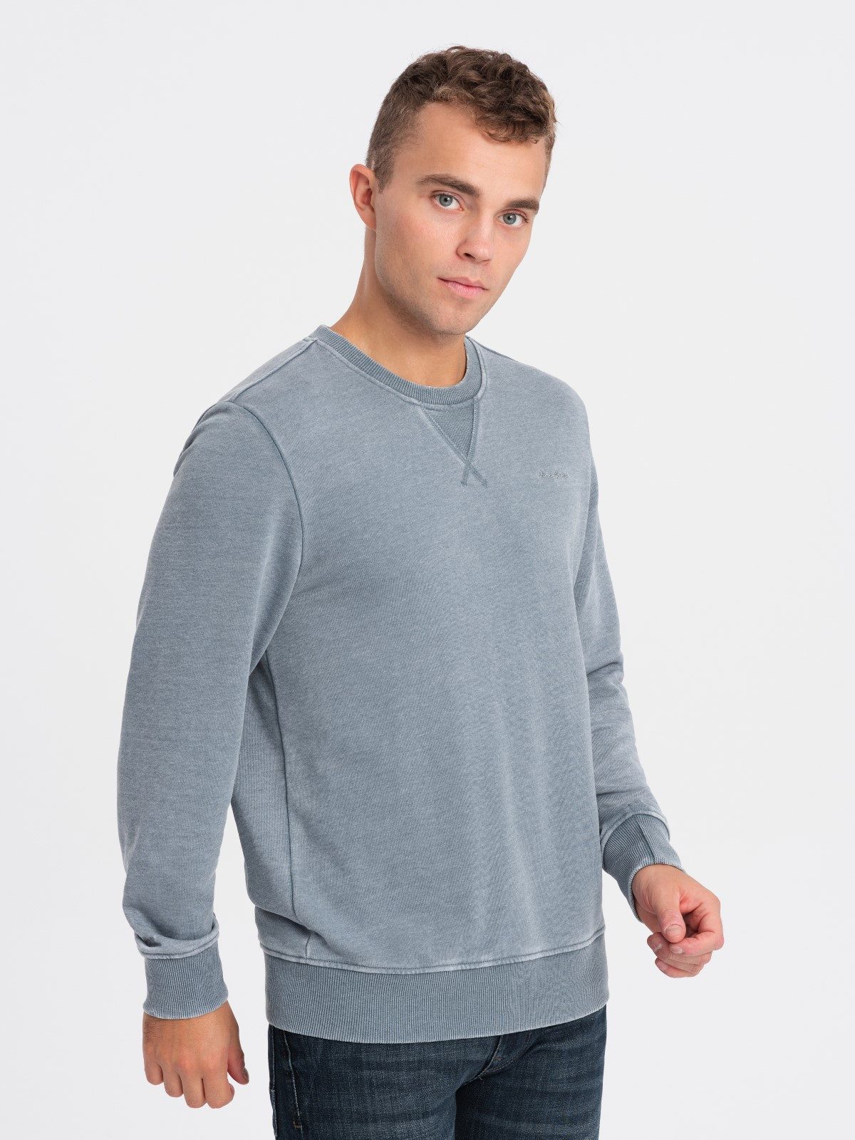 OMBRE Sweatshirt Gewaschenes Herren-Sweatshirt mit Ziernähten günstig online kaufen
