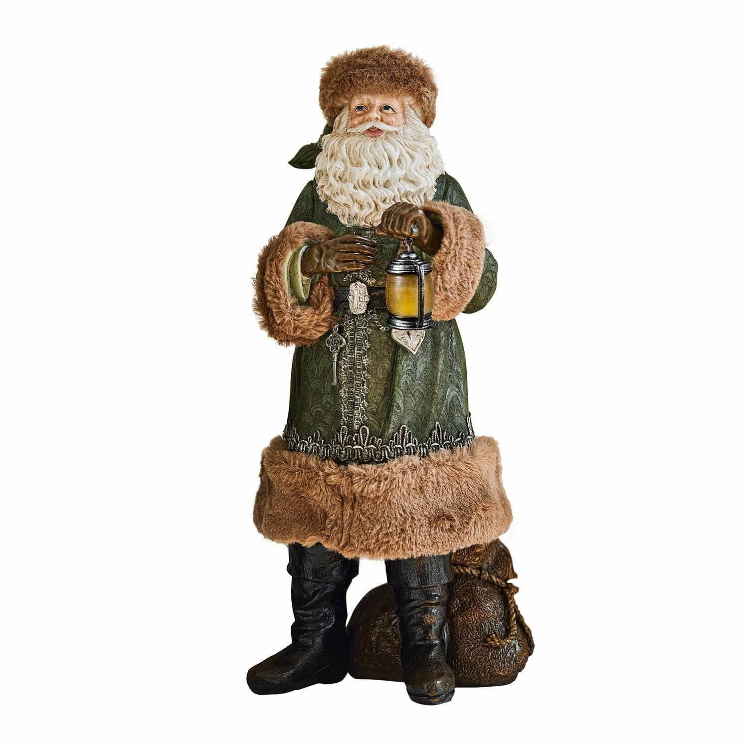 Mirabeau Weihnachtsfigur Deko-Weihnachtsmann Eddi braun/grün (kein Set, kein Set), Weihnachten, Winter, Festtage, Figur, Handbemaltes Polyresin