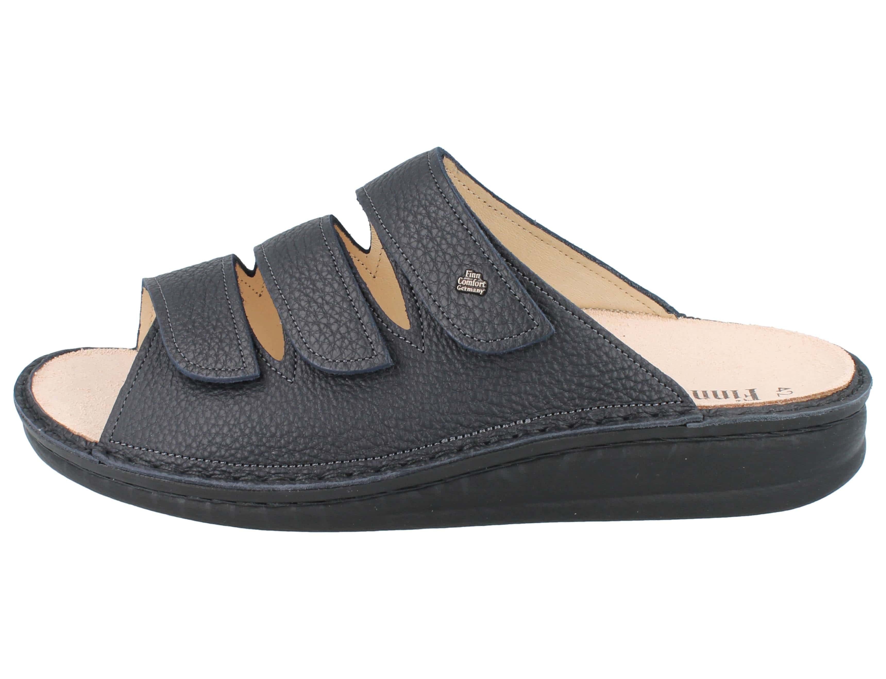 Finn Comfort FINN COMFORT Korfu Herren Pantolette dunkelblau navy Glattleder - Hausschuh Wechselfußbett