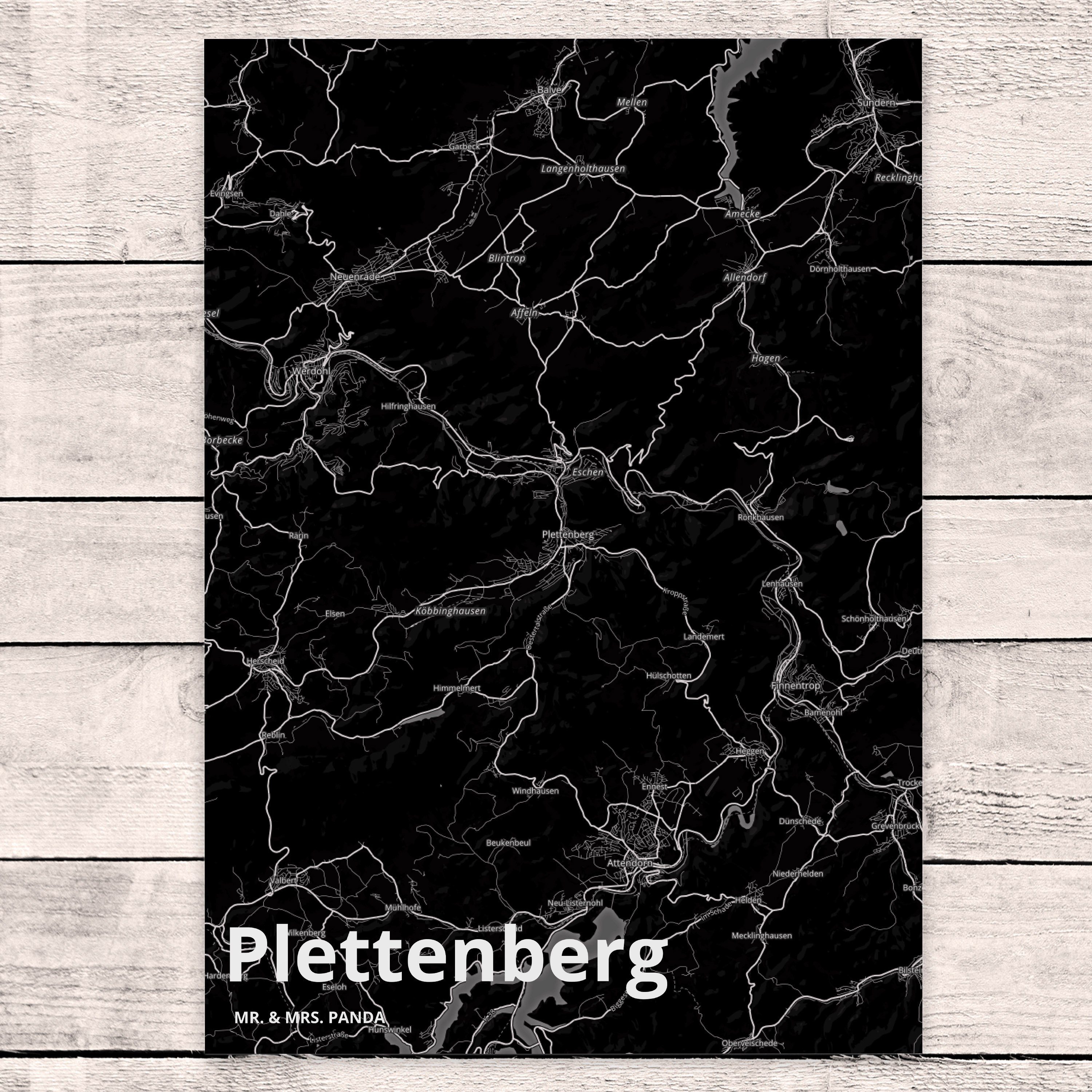 Mr. & Ort, Karte, Plettenberg - Städte, Mrs. Postkarte Geschenk, Dorf, Geschenkkarte, Panda Stad