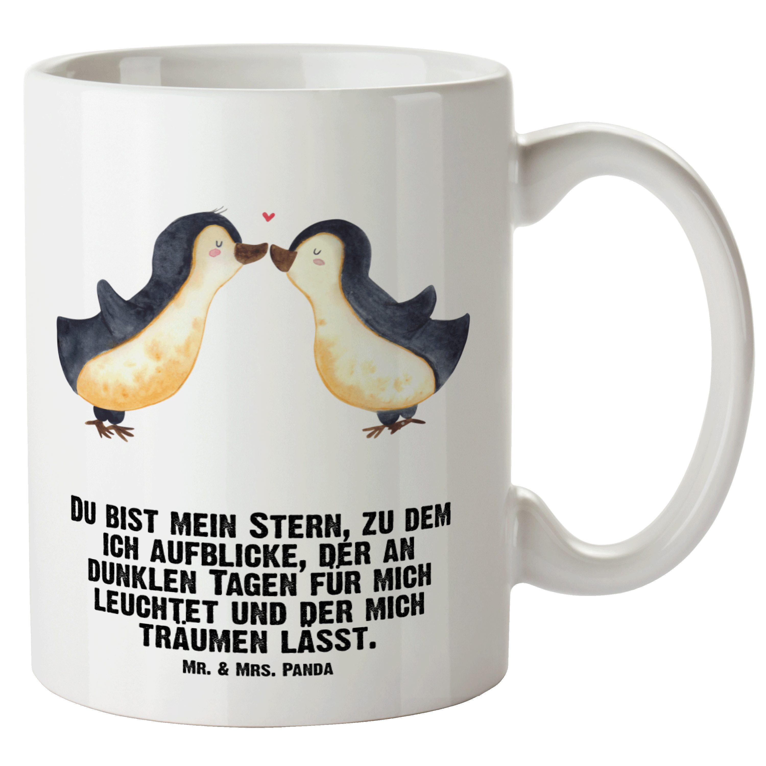Mr. & Mrs. Panda Tasse Pinguin Liebe - Weiß - Geschenk, XL Tasse, Hocheitstag, Freundin, Gro, XL Tasse Keramik