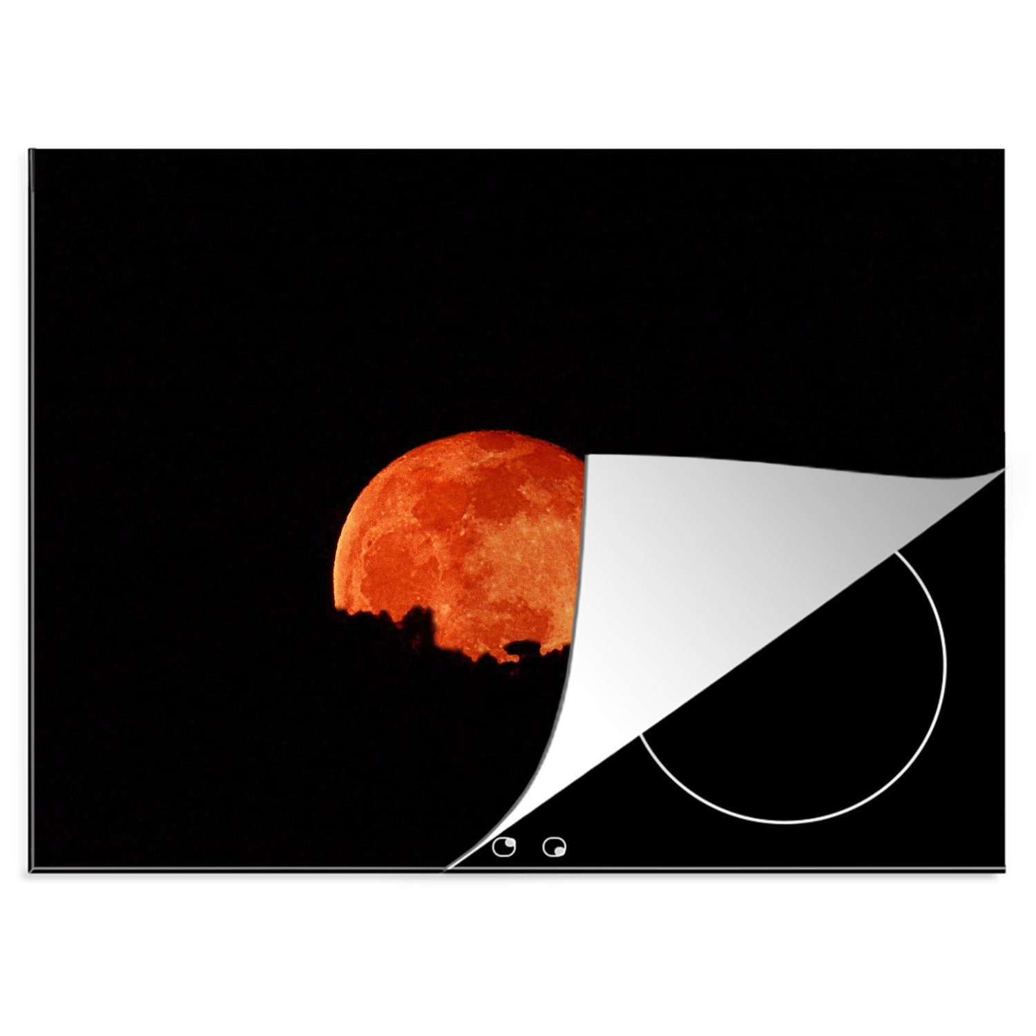 MuchoWow Herdblende-/Abdeckplatte Mond - Vinyl, Arbeitsfläche 70x52 Mobile tlg), - Rot, nutzbar, (1 Nacht Ceranfeldabdeckung cm