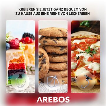 Arebos Küchenmaschine mit 6L, Edelstahl-Rührschüssel, 3 Farben, 1500 W