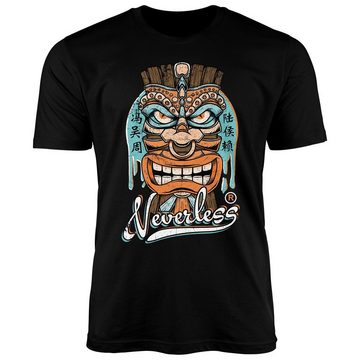 Neverless Print-Shirt Herren T-Shirt Tiki Maske Totem Figur Hawaii Fashion Streetstyle Neverless® mit Print