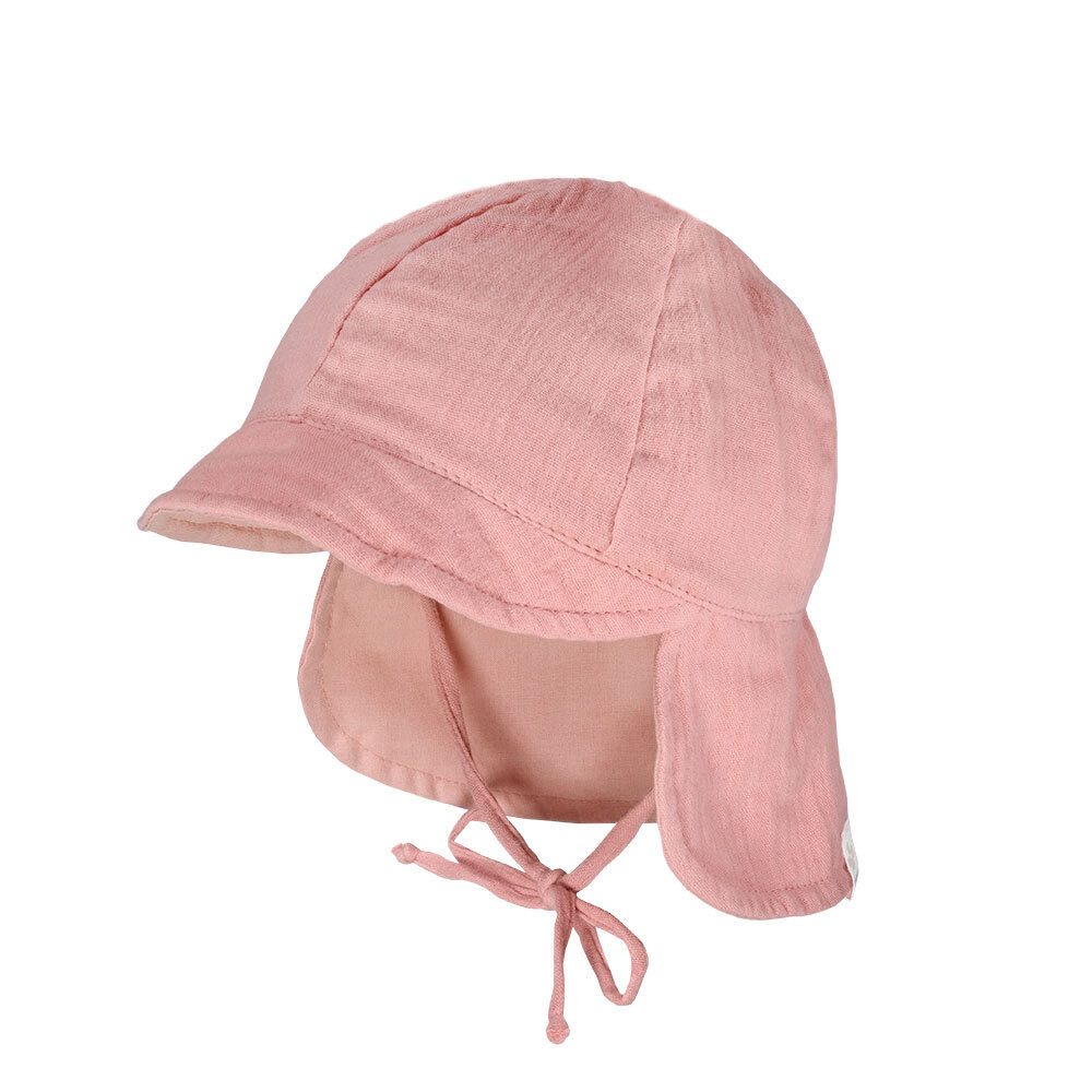 MAXIMO Schirmmütze GOTS BABY-Schildmütze, Band Musselinstoff, Nackenschutz, Futter, UV (1-St) Musselin