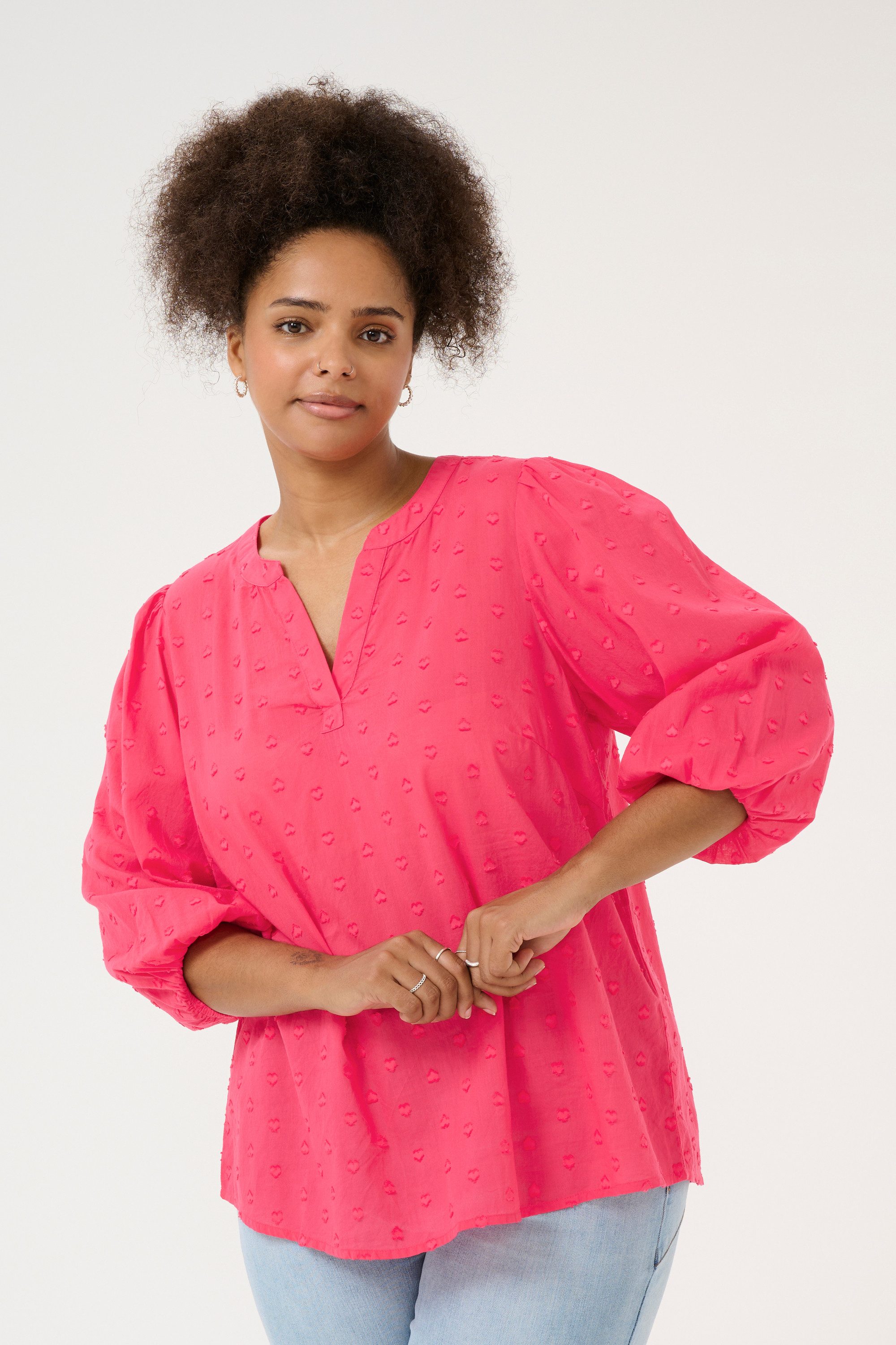 KAFFE Curve Langarmbluse Langarm-Bluse KCjolana Große Größen