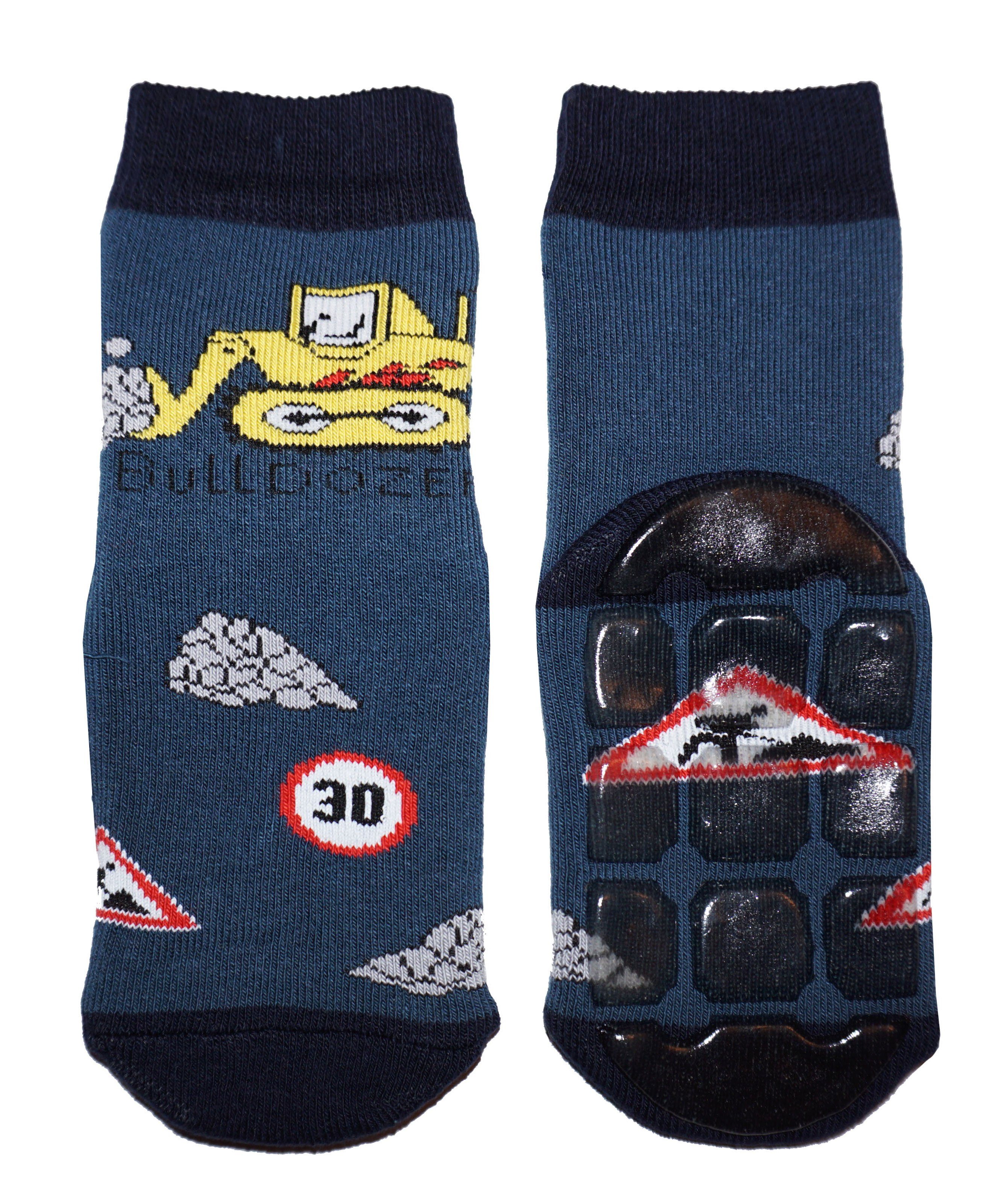 WERI SPEZIALS Strumpfhersteller GmbH ABS-Socken Kinder ABS-Socken für Jungs >>Bulldozer<< weiche Baumwolle mit Frottee