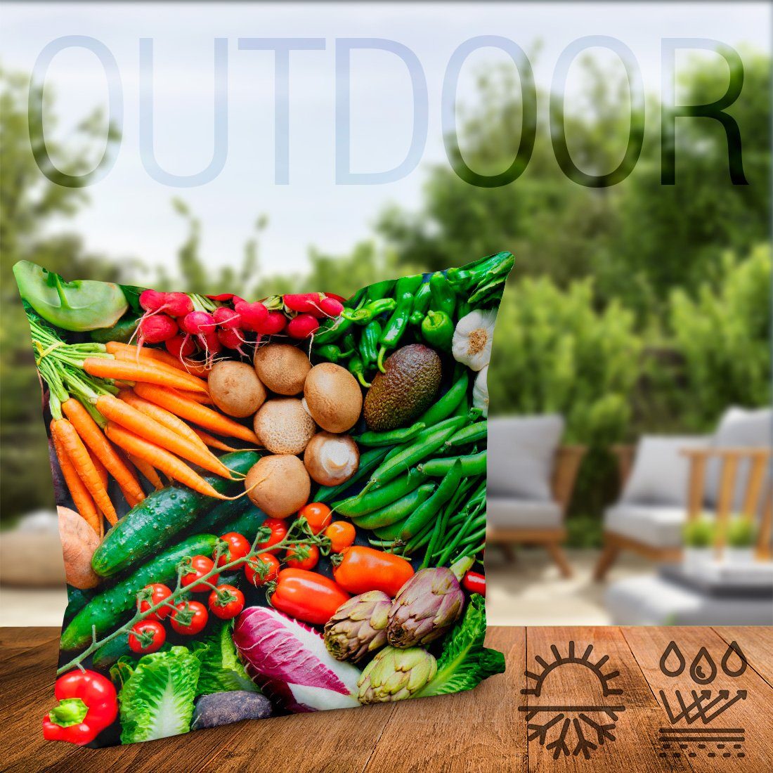 Gemüse VOID Kissenbezug, Garten Rezept lernen Lebensmittel Essen Stück), Vegan vegan Nahrung Kochbuch (1 Garten Sofa-Kissen Vegetarisch Küche Kochen Einkaufen Obst