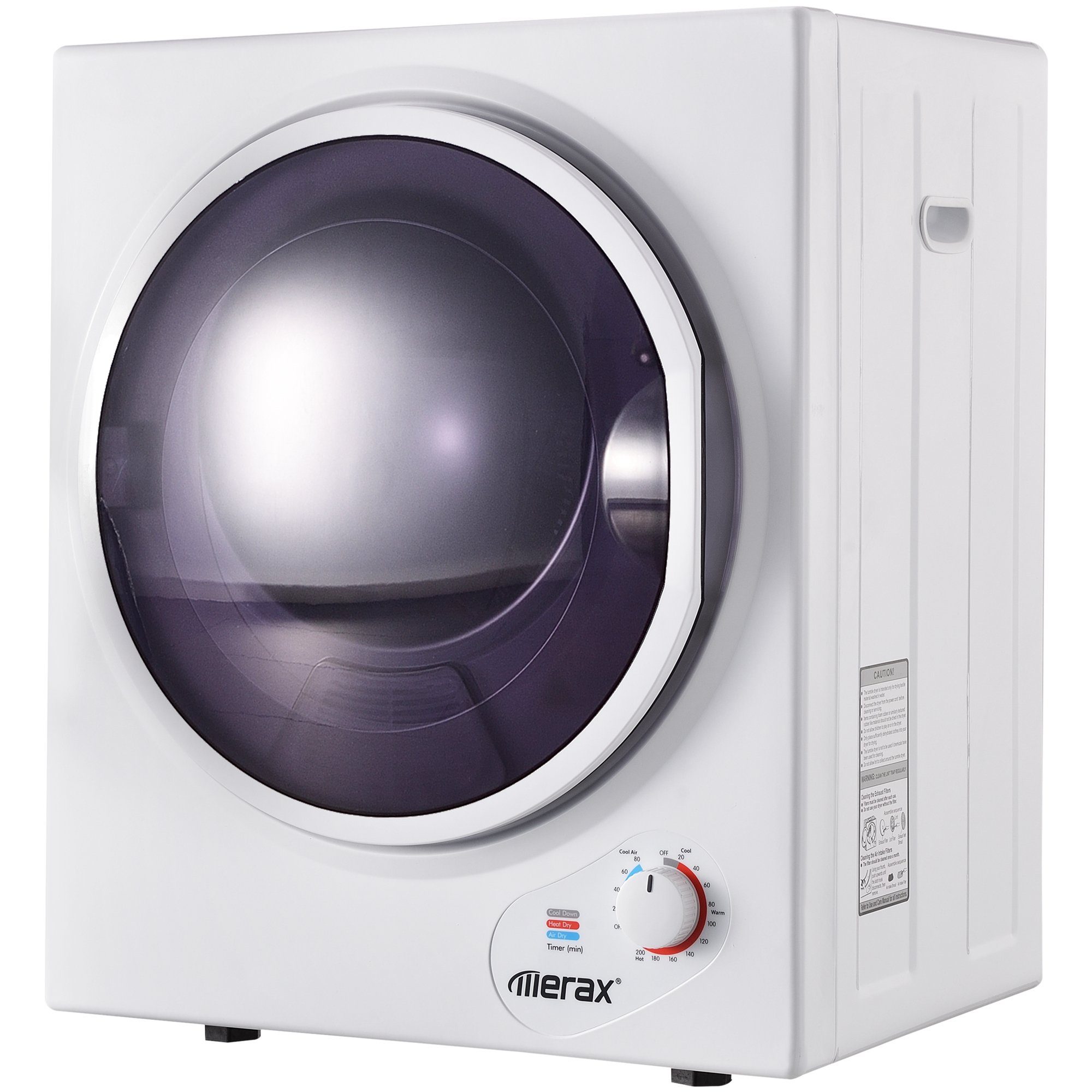 Merax Ablufttrockner mini-Wäschetrockner, PTC-Heizelement, Wärmewahl bis 65 °C, Frontlader, Doppelte Filterung, freistehend/hängend, Timer 20 bis 200 Minuten