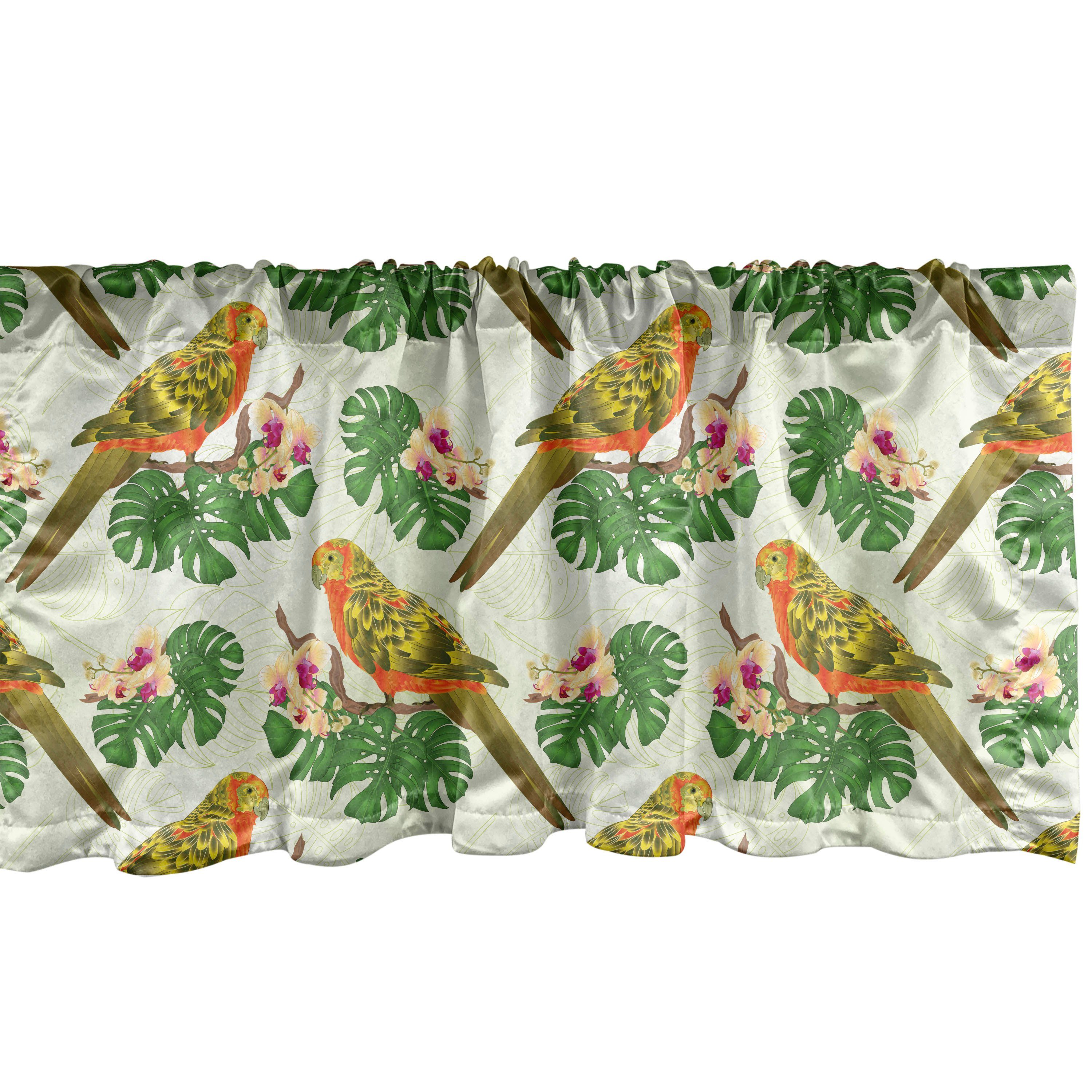 Schlafzimmer Volant Microfaser, Philodendron Scheibengardine Exotischer mit Küche Papagei Vorhang für Floral Dekor Abakuhaus, Stangentasche,