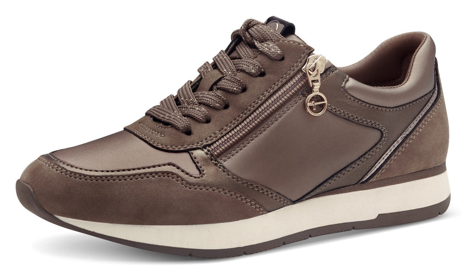 Tamaris Plateausneaker, Freizeitschuh, Halbschuh, Schnürschuh mit dezenten Metallic-Details