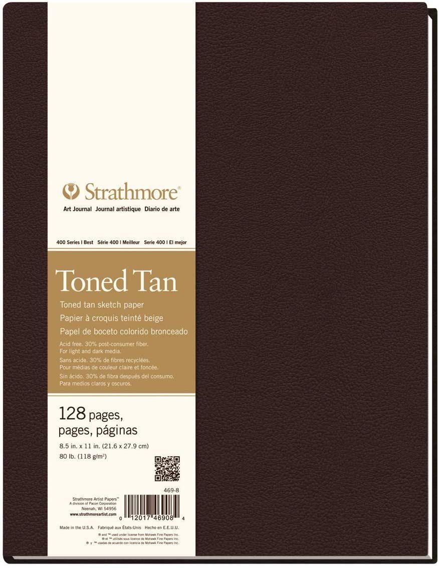 Strathmore Artist Papers™ Skizzenbuch Skizzen-Papier Toned Tan, Tagebuch  Softcover Art Journal, 21,6 x 27,9 cm, 118 g/m², 128 Seiten
