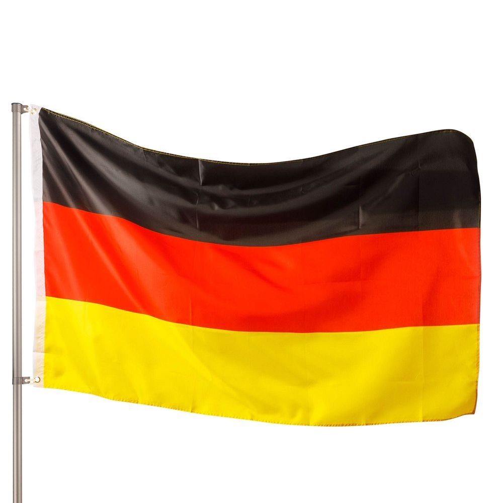 Fahne 2 150 PHENO Deutsch Messing 90 x Deutschland Flagge Recycelte Inkl. Fahnenmast), Flagge für Premium Adler FLAGS Ösen ohne (Hissflagge cm