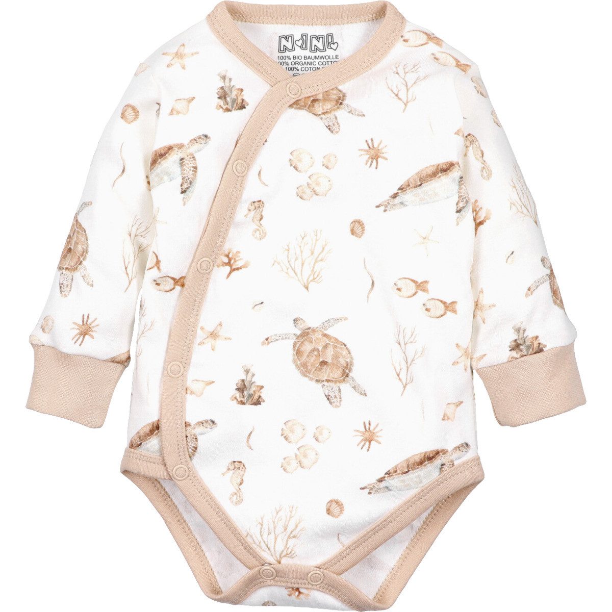 NINI Langarmwickelbody Schildkröte Unisex Kinder (1-tlg) Langarm Einteiler, Body, Longsleeve-Body, Bodysuit, Stretchbody