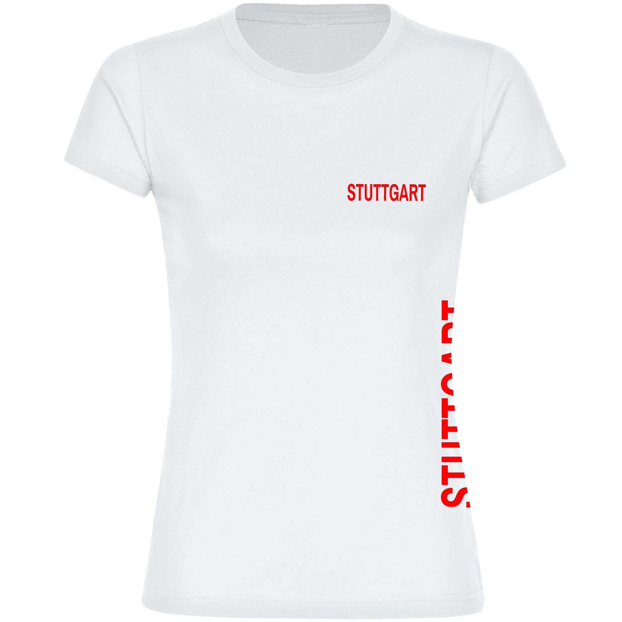 multifanshop T-Shirt Damen Stuttgart - Brust & Seite - Frauen