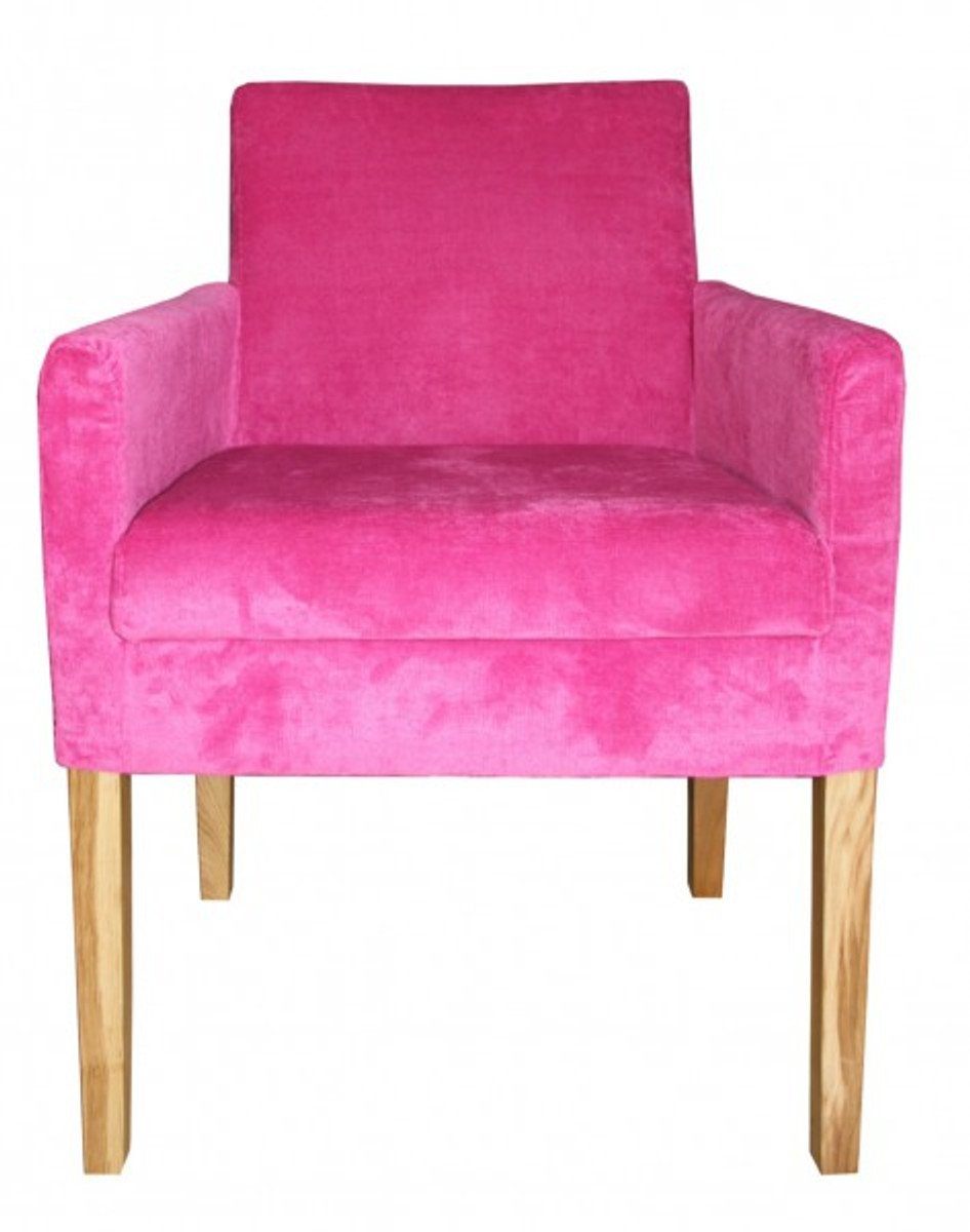Casa Padrino Esszimmerstuhl Casa Padrino Luxus Esszimmer Stuhl Pink / Holz Farbig mit Armlehnen