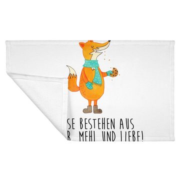Mr. & Mrs. Panda Handtuch Fuchs Keks - Weiß - Geschenk, Badehandtuch, Weihnachtszeit, Backen Sp, (1-St), Samtweiches Gefühl