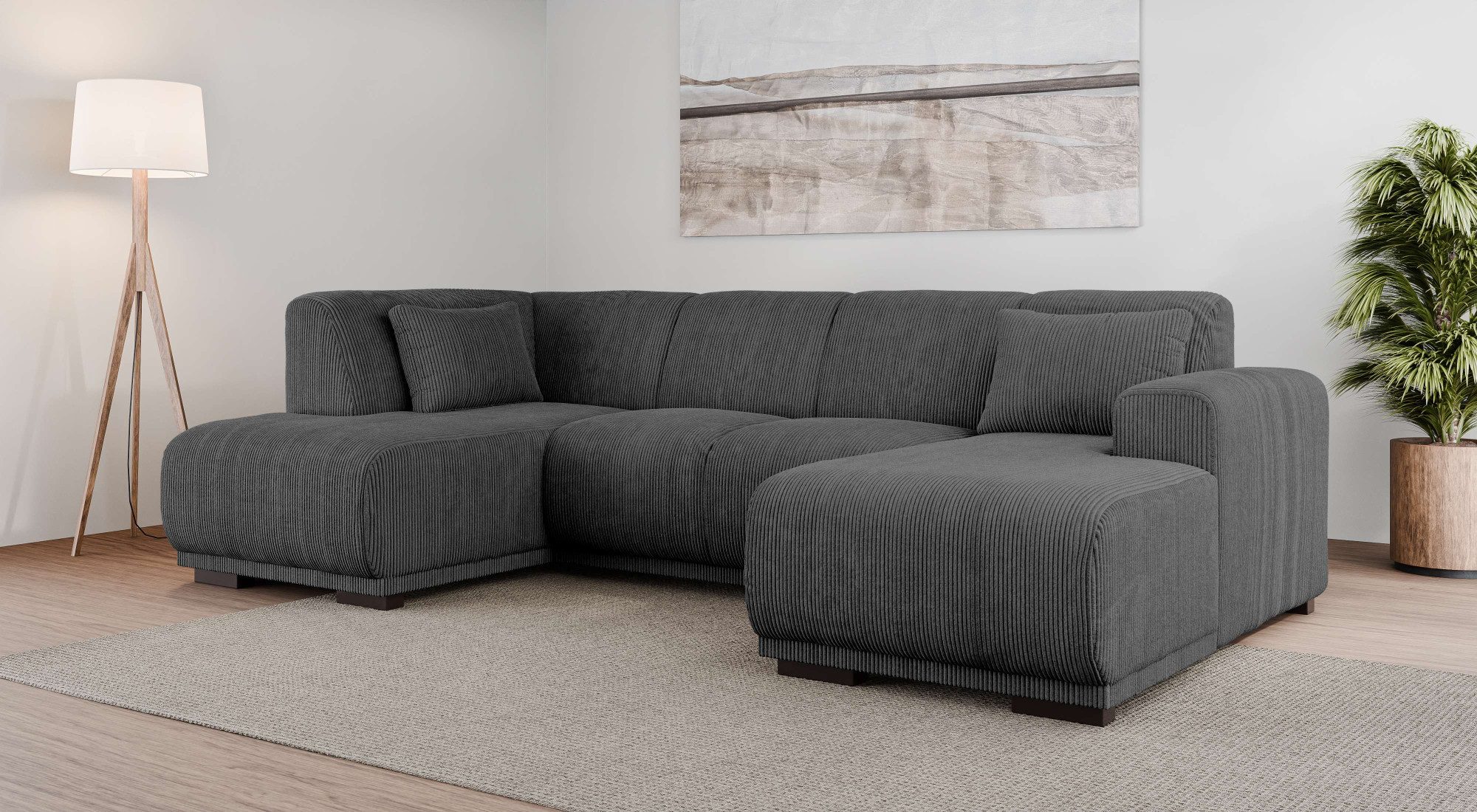 Home affaire Wohnlandschaft BORNHOLM U-Form mit Recamiere rechts/links, B/T/H: 300/162/85 cm, U-Form mit Wellenunterfederung, Recamiere rechts oder links bestellbar