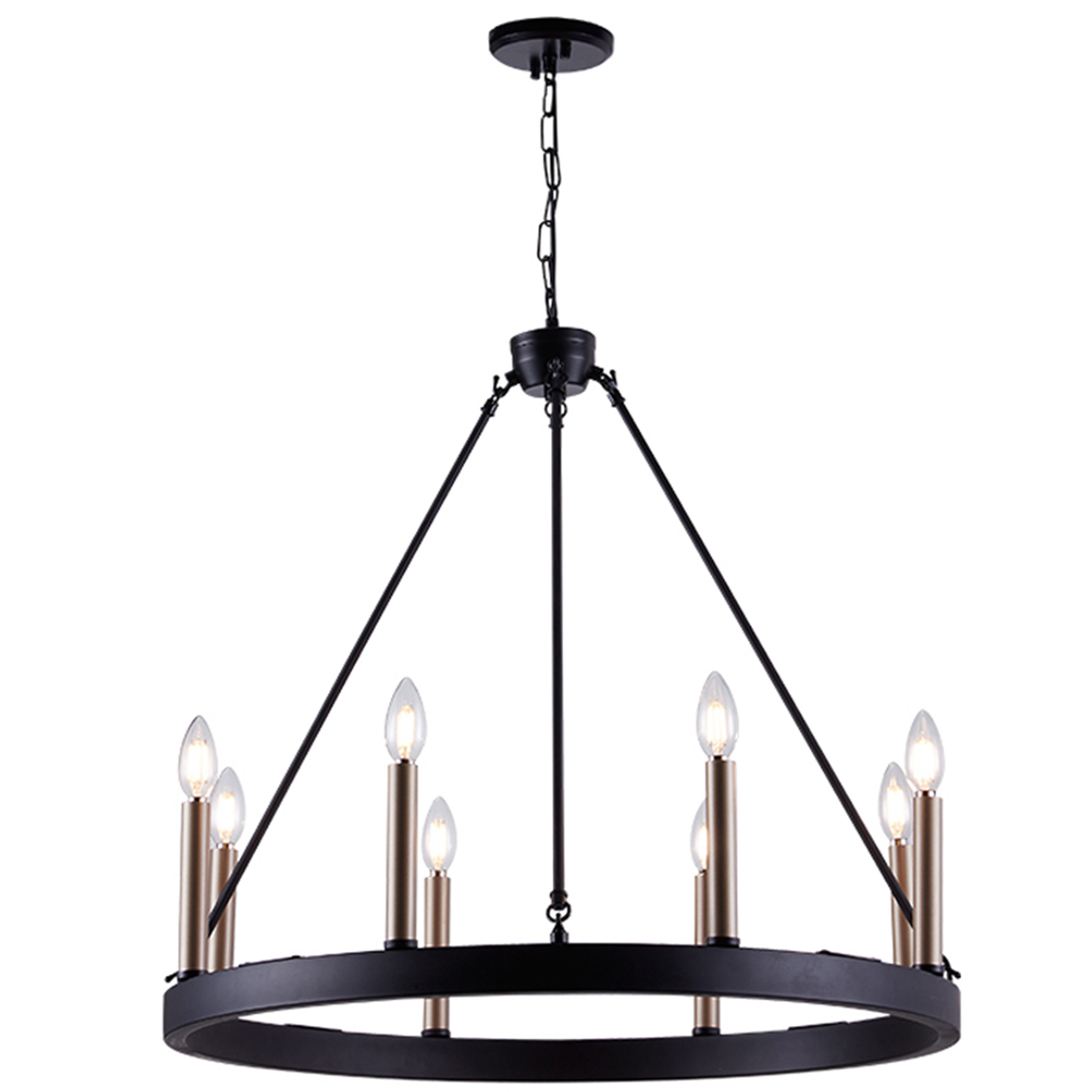 MLT&RIDDLE Kronleuchter Eleganter Wagenrad-Kronleuchter mit 8 Kerzen, ohne Leuchtmittel, ceiling lamp, E14 Light Bulb, Dimmbar