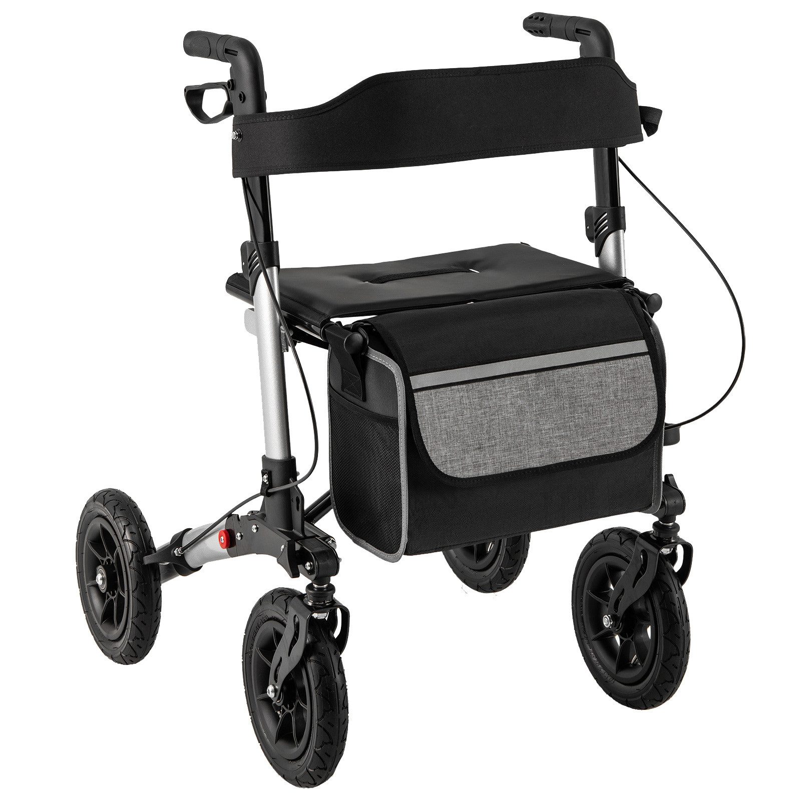 COSTWAY Rollator Gehhilfe mit Luftbereifung, Aluminium, bis 140 kg