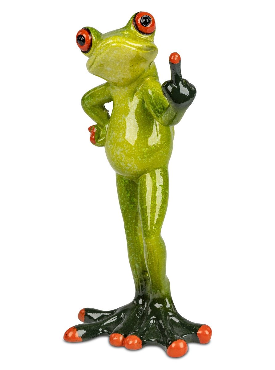 formano Dekofigur Frosch Stinkefinger 16cm - Froschfigur - Kunststein - glänzend (1 St)