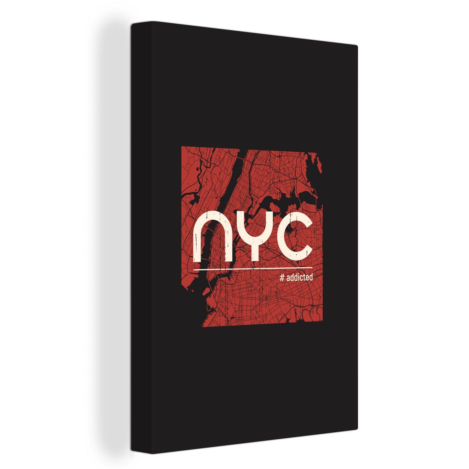 OneMillionCanvasses® Leinwandbild New York - NYC - Schwarz, (1 St), Leinwandbild fertig bespannt inkl. Zackenaufhänger, Gemälde, 20x30 cm