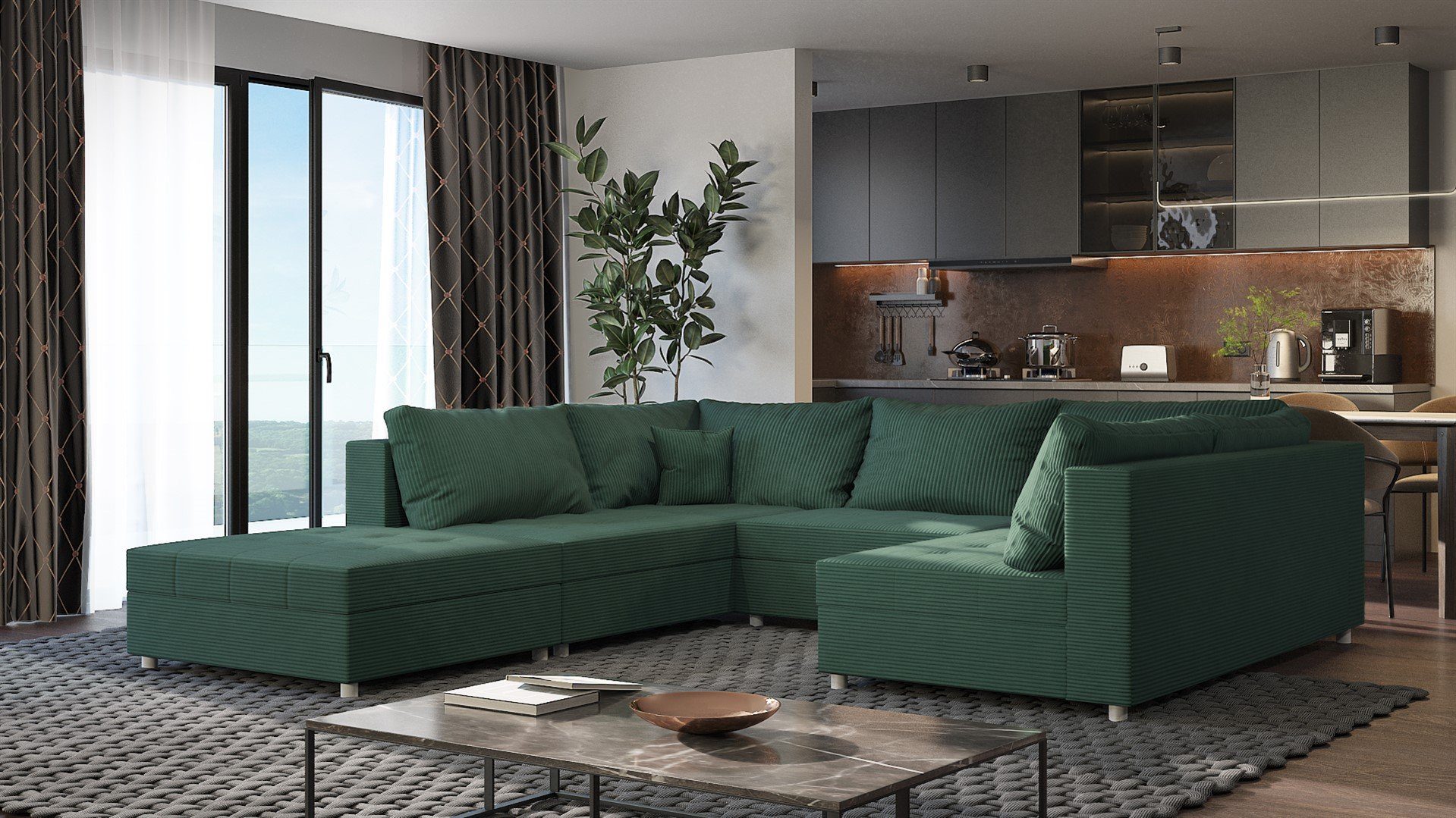 Fun Möbel Wohnlandschaft Sofa U-Form ANDRO, günstig online kaufen