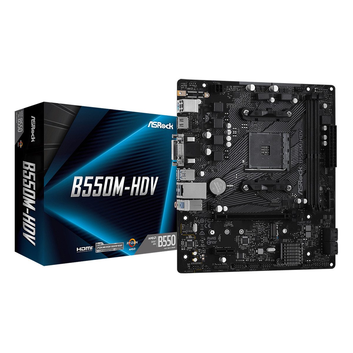 Asrock B550M-HDV - Micro-ATX Motherboard - AMD AM4, PCIe 4.0 Mainboard, HDMI 2.1 mit 4K-Auflösung