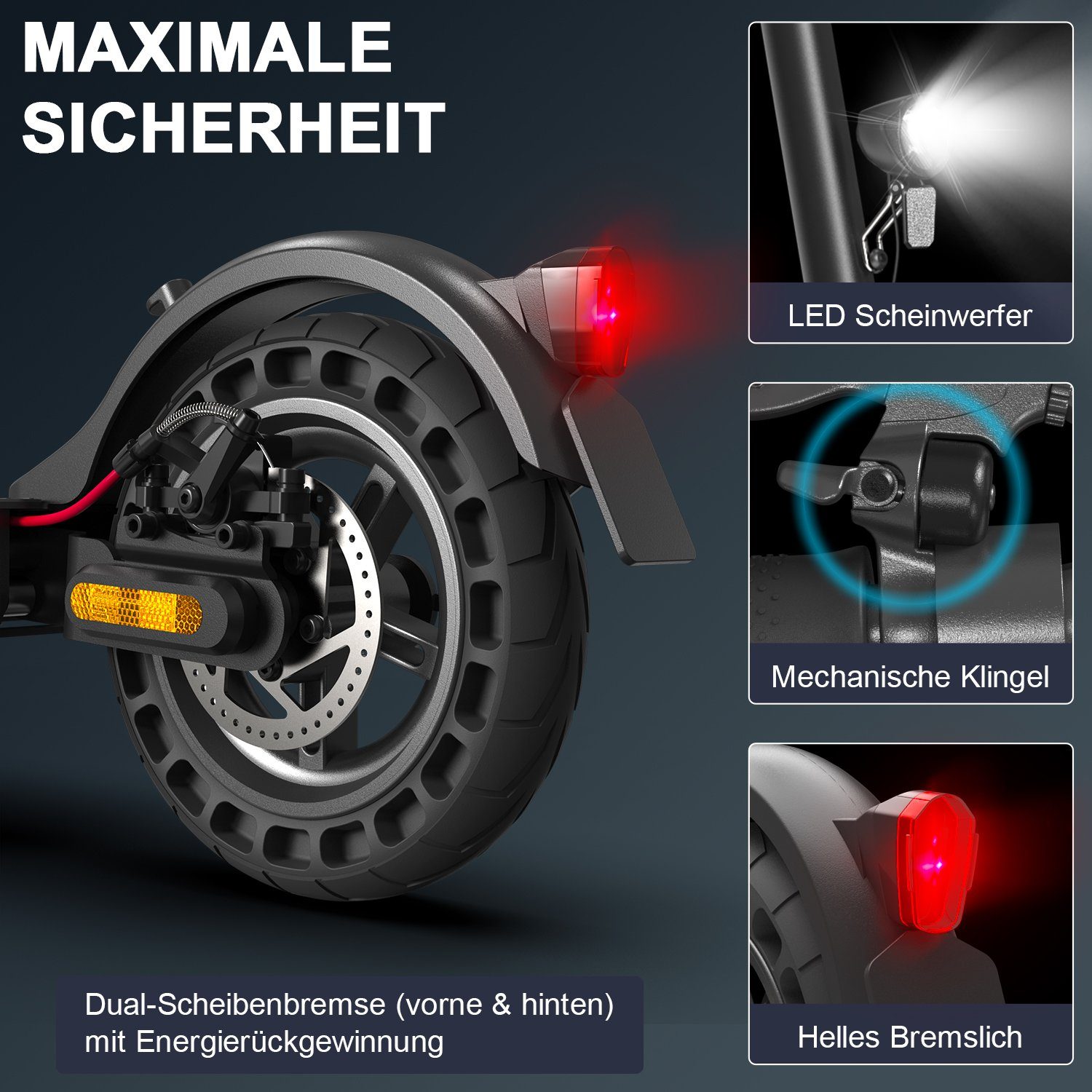 km/h, oyajia 20,00 20km/h E-roller Max Mit 500,00 max mit mit E-Scooter Straßenzulassung ABE app, W, 10 Zoll, 40km