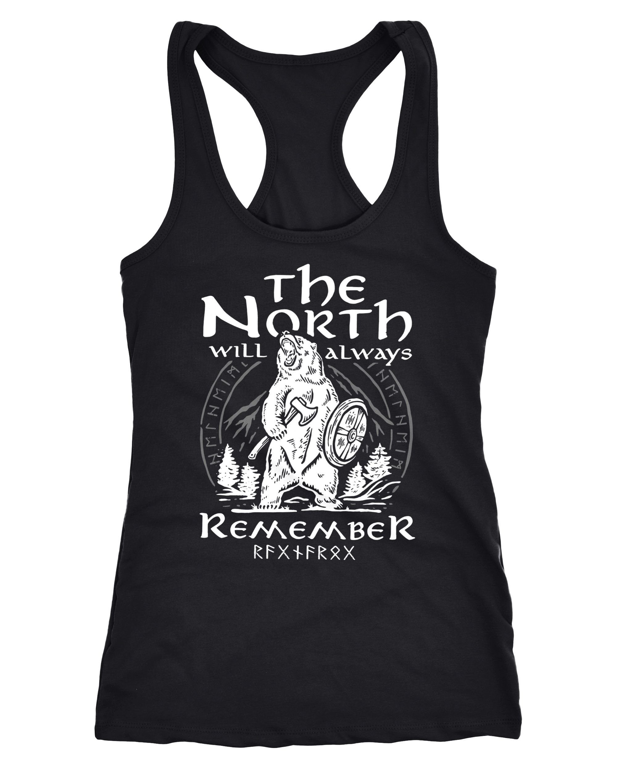 Neverless Tanktop Damen Tank-Top Bär Wiking Adventure Runen the North Natur Print