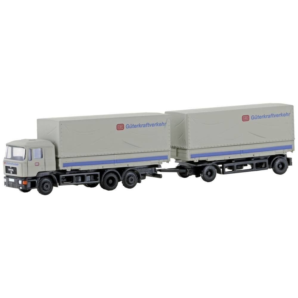 Modelleisenbahn-Straße N MAN F90, 3-achs Wechselpritschen-Hängerzug DB