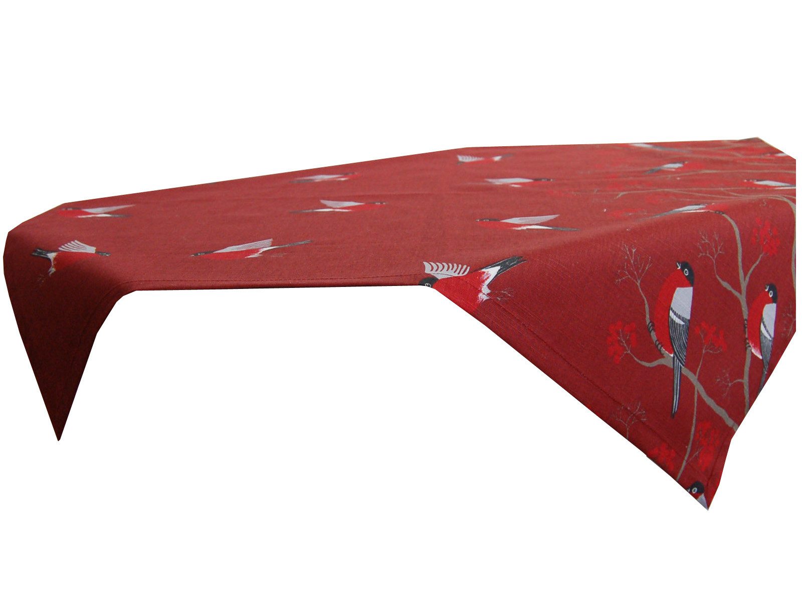 beties Mitteldecke Beeren Vögel (1-tlg, 1 Stück Mitteldecke), 100% Baumwolle marsala-rot