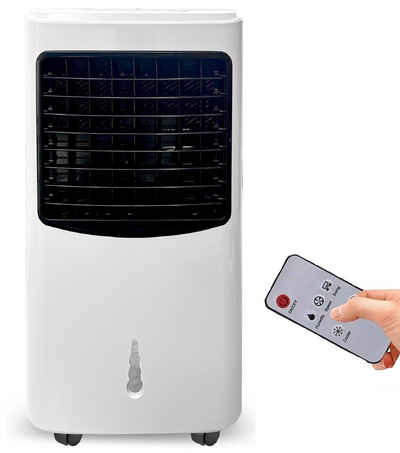 JUNG Ventilatorkombigerät DAY mobiles Klimagerät ohne Abluftschlauch, Wasserkühlung, Fernbedie, Aircooler, Timer Aircondition 60W Luftkühler leise Ventilator Kühler