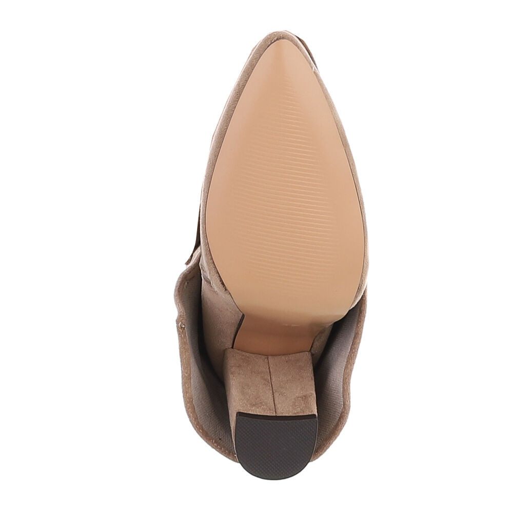 Ital-Design Damen Stiefel hoher Schaft Blockabsatz elegant High-Heel-Stiefel (92457602) Blockabsatz Stiefel in Hellbraun – Bild 3 von 5